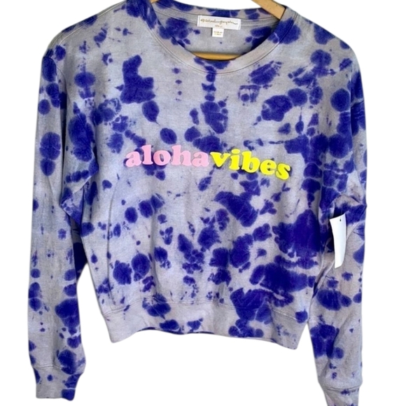 Spiritual Gangster Aloha Vibes Tie Dye Crew Neck Graphic Sweatshirt NEW - Picture 1 of 7